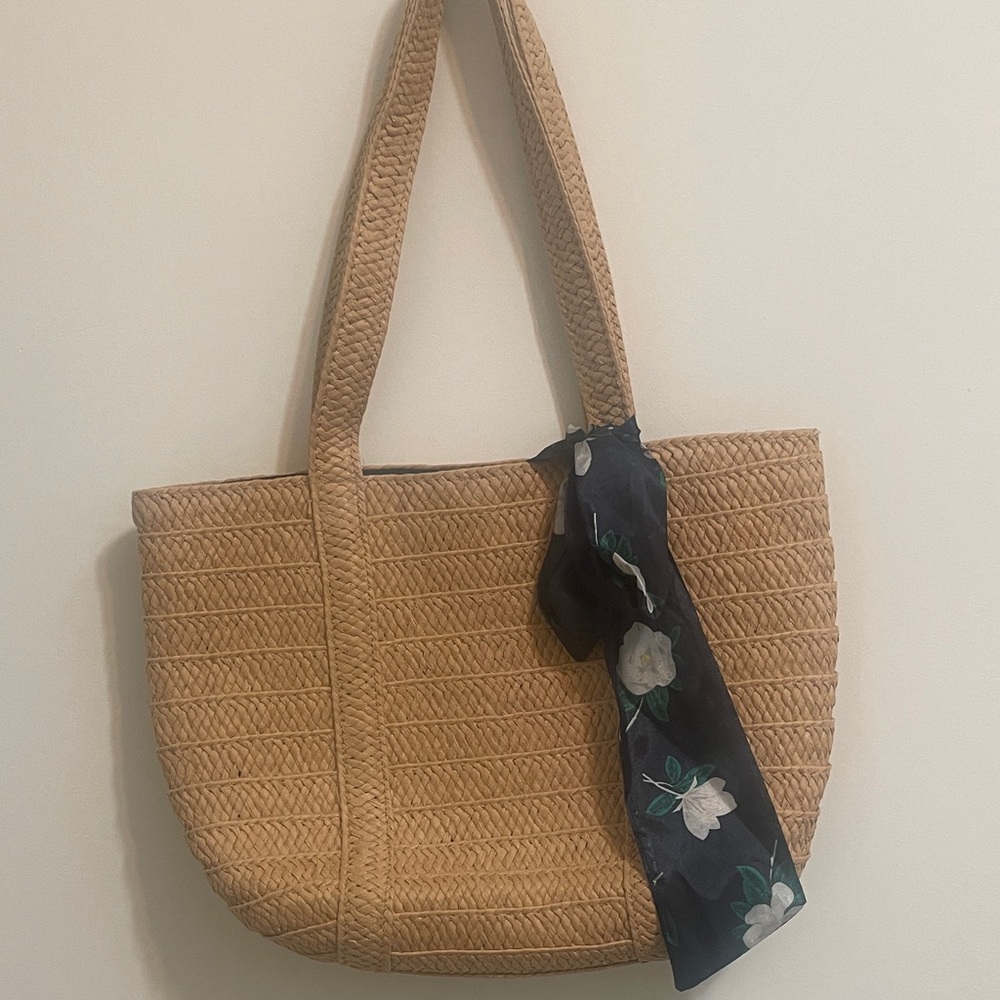 Draper James Tan Tote with Floral Scarf